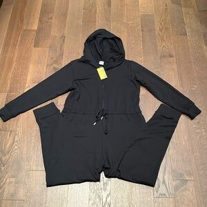 NWT JH x Smash +Tess Harris Hoodie Romper in Midnight Black
